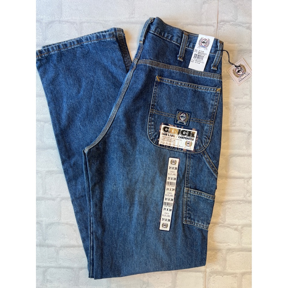 NWT Cinch Blue Label Carpenter Jeans Western Mens 31x38 Cowboy Workwear Denim